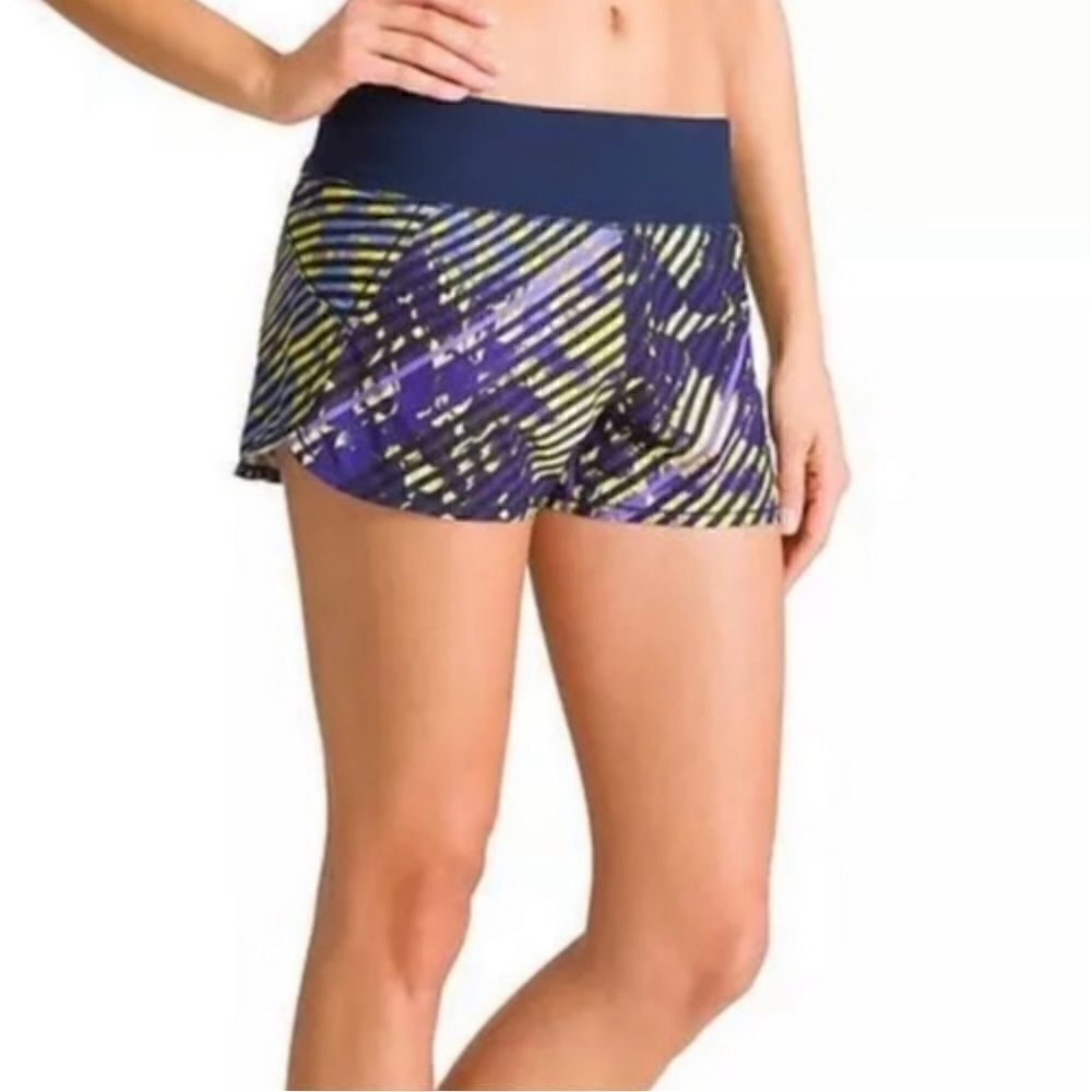 EXCELLENT CONDITION WOMEN’S SMALL ATHLETA LINED PRINTED PULSE RUNNING SHORTS